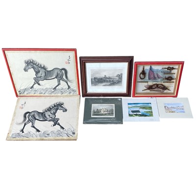 Lot 183 - A framed French knot board 28 x 33cm, two...