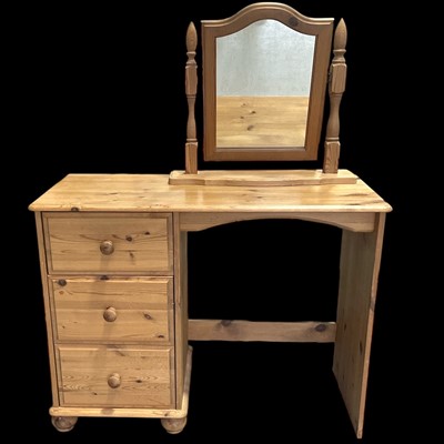 Lot 185 - A pine dressing table and mirror, 99cm wide,...