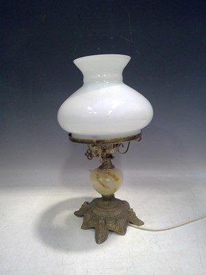 Lot 191 - A Brass and Onyx Table Lamp. The Lamp is 36cm...