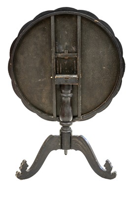 Lot 412 - A late 19th century Chinese export black lacquer parcel-gilt tripod table.