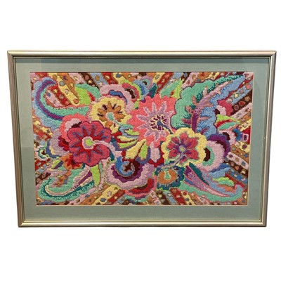 Lot 206 - A framed cross-stitch panel, probably by Kaffe...