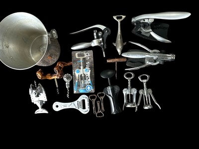 Lot 209 - A collection of corkscrews, bottle openers and...