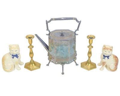 Lot 8 - A late Victorian silver plated tea kettle on stand.