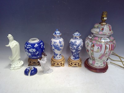 Lot 224 - A Ceramic Oriental Lamp ( working ), a Ginger...