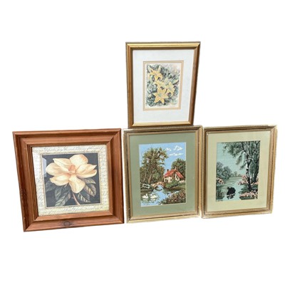 Lot 227 - Walker Tate, Two cross-stitch country scenes,...
