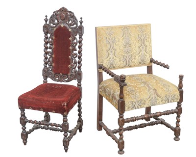 Lot 856 - A Victorian carved oak hall chair.
