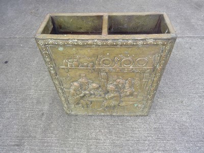 Lot 9 - An antique brass repoussé Stick/Umbrella Stand....