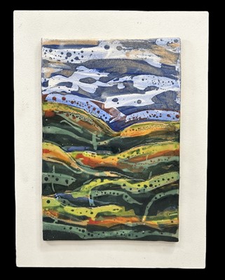 Lot 88 - A glazed abstract studio pottery panel,...