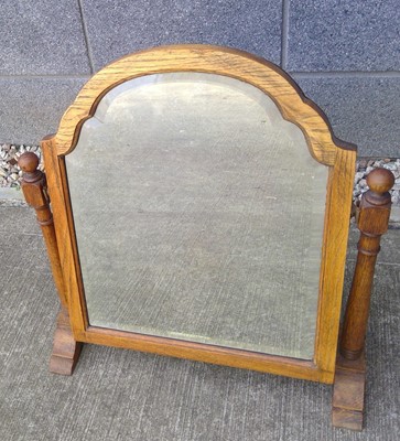 Lot 43 - An Oak Bevelled Edge Dressing Table Mirror....