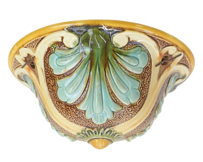 Lot 548 - A French Majolica hanging Jardiniere or planter.