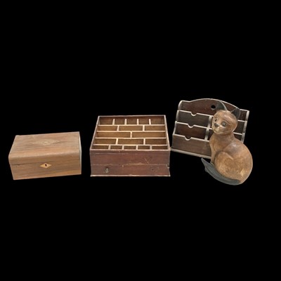 Lot 149 - An inlaid wooden jewellery box, a letter rack,...