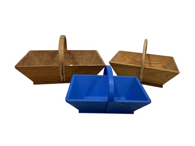 Lot 153 - Three French wooden trugs, the largest is 34cm...