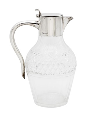 Lot 177 - A George V silver-mounted cut glass claret jug by J Sherwood & Sons.