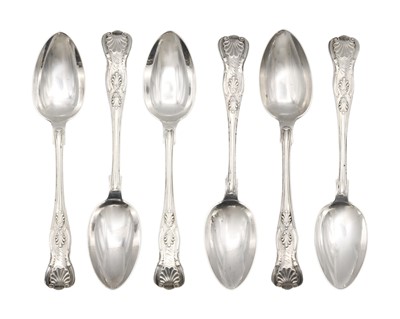 Lot 137 - A Victorian Exeter silver set of six King's Pattern teaspoons by Josiah Williams & Co.