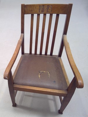 Lot 25 - Art Deco oak armchair.