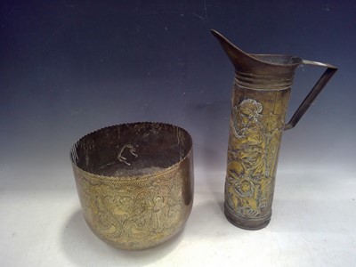 Lot 190 - A Brass Pitcher and a Brass Bowl. The Pitcher...