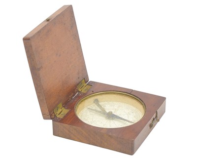 Lot 194 - A 19th century mahogany case travel compass.