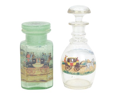 Lot 539 - An early 20th century continental glass jar, and a decanter.