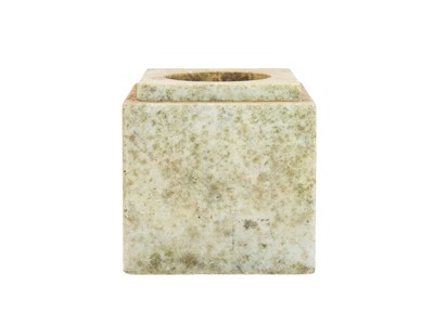 Lot 21 - A marble block vase with carved rose decoration.