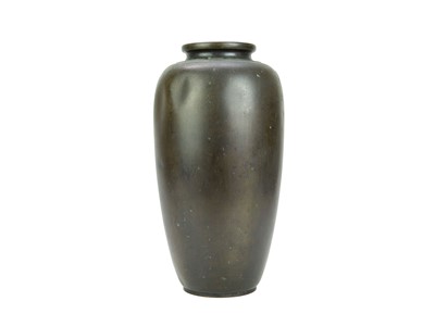 Lot 417 - A good Japanese bronze and silver mounted ovoid vase.