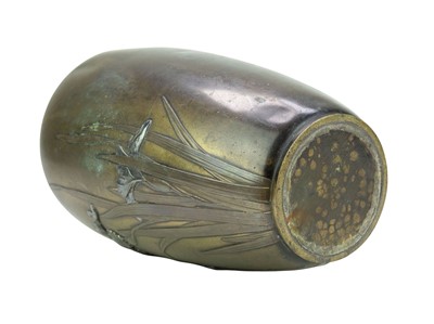 Lot 417 - A good Japanese bronze and silver mounted ovoid vase.