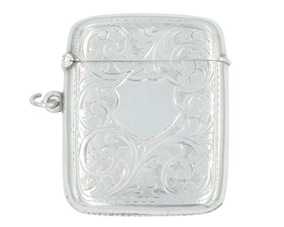 Lot 1119 - A George V silver foliate engraved fob vesta case by George Frank Bickerton.