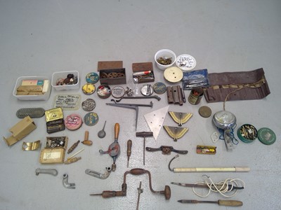 Lot 65 - A Miscellany of Tools, Fixings, Clock Parts, etc.