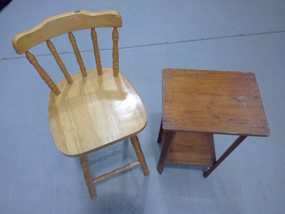 Lot 33 - A Pine Stool and a Plant Stand. The Stool is...