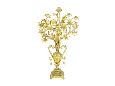 Lot 22 - A pair of ornate large French gilt metal candelabra.