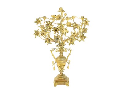 Lot 22 - A pair of ornate large French gilt metal candelabra.