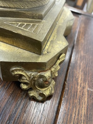 Lot 22 - A pair of ornate large French gilt metal candelabra.