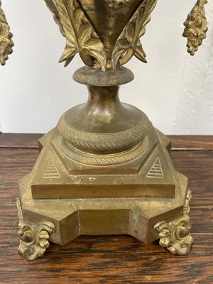 Lot 22 - A pair of ornate large French gilt metal candelabra.