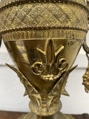 Lot 22 - A pair of ornate large French gilt metal candelabra.