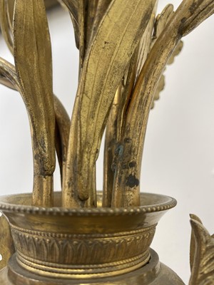 Lot 22 - A pair of ornate large French gilt metal candelabra.