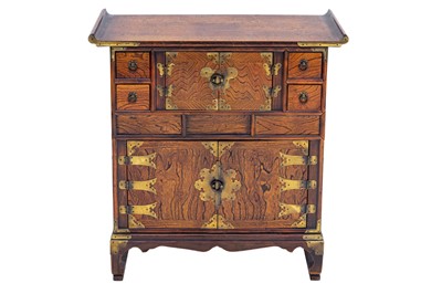 Lot 889 - A Korean elm small side cabinet.