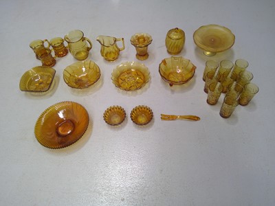 Lot 12 - A Nice Selection of Amber Glass. Jugs, Bowls,...