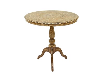 Lot 899 - An Anglo-Indian bone inlaid teak occasional table.