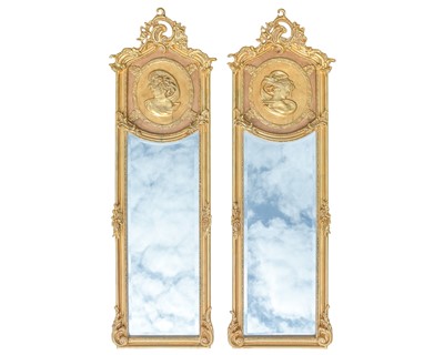 Lot 827 - A pair of gilt and composition wall mirrors.