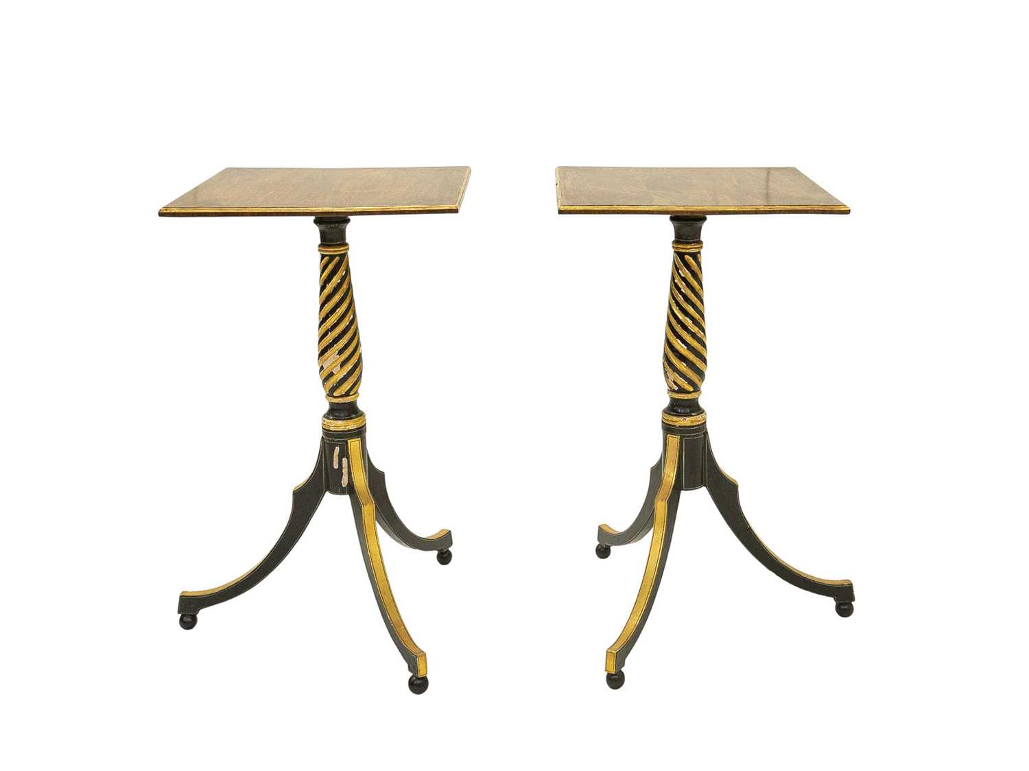 Lot 885 - A pair of Regency style rosewood, ebonised and gesso wine tables.