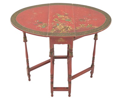 Lot 958 - A Chinoiserie red lacquer gateleg occasional table.