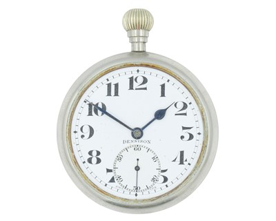 Lot 1070 - DENNISON - A British Military B issue nickel cased keyless wind pocket watch.