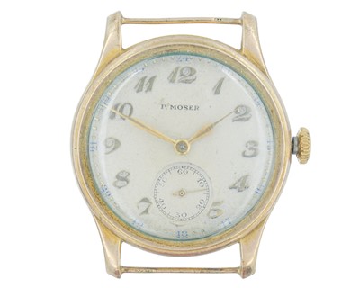 Lot 1047 - P MOSER - A 1930's 9k gentleman's manual wind wristwatch.