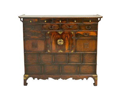 Lot 912 - A Korean hardwood and elm cabinet.