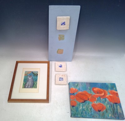 Lot 88 - A jessa WATERS, Three Vitreous Tiles on an...