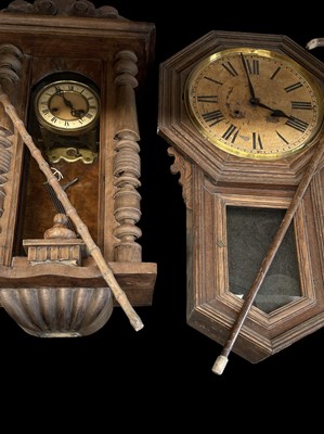 Lot 111 - Two wall clocks, one Ansonia and a British...
