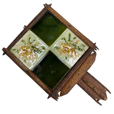 Lot 118 - A Tramp Art Tea trivet with a ceramic tile...