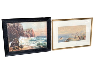 Lot 130 - Two framed Watercolours of coastal scenes. One...
