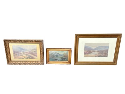 Lot 133 - Three gilt-framed Watercolours of countryside...