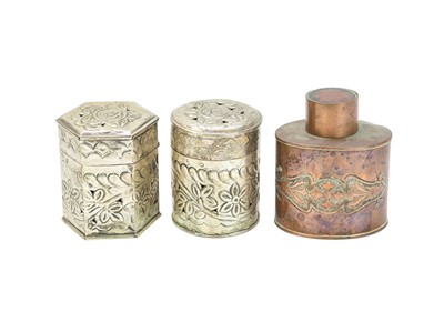Lot 322 - A Joseph Sankey oval copper tea caddy and cover.