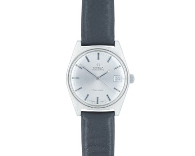 Lot 1039 - OMEGA - A Geneve Automatic stainless steel gentleman's calendar wristwatch.